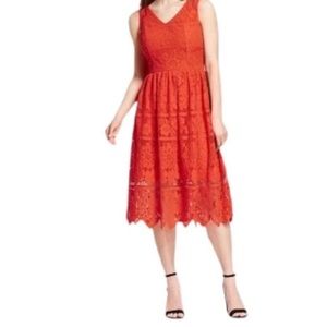 Target Floral Lace Red-Orange Dress